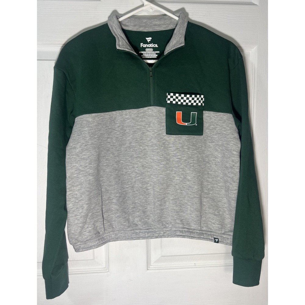 Miami University Hurricanes Fanatics Women's Small 1/4 Zip Pullover NCAA ACC